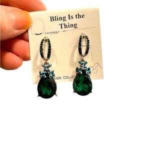 Gorgeous drop earrings with blue and green larger stone. Perfect for holidays!